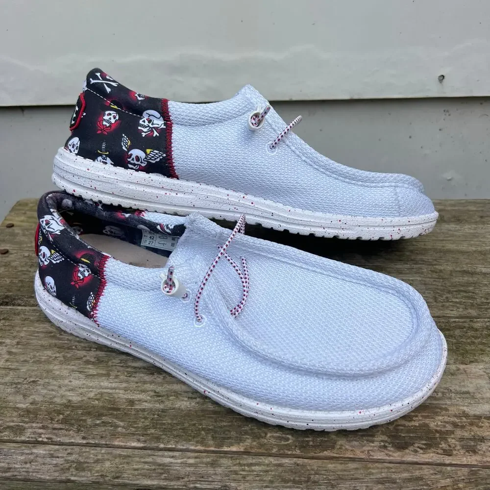Hey Dude Wally Funk Bones Pirate Size 9 Grey Multi Loafer Shoes SKU 41844-1HK